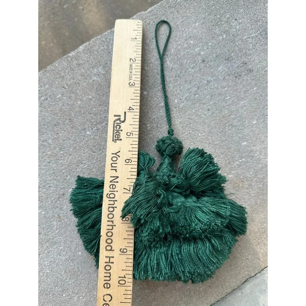 French Tassel Furniture Key Fob emerald Green Cotton *Shabby Chic Vintage